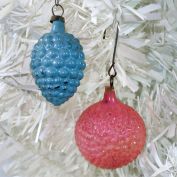 Pair Antique Unsilvered Feather Tree Christmas Ornaments