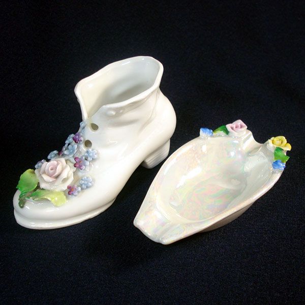 Germany Flowered Shoe Figurine or Vase and Canoe Ashtray Clearance