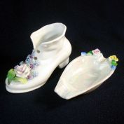 Germany Flowered Shoe Figurine or Vase and Canoe Ashtray Clearance
