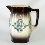 Farmhouse Milk Pitcher Green Brown Transferware