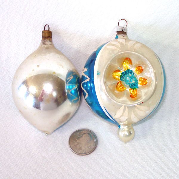 West Germany Flower Indent Glass Christmas Ornaments #2
