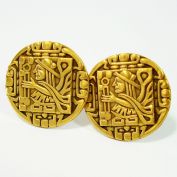 Ancient Warrior Coin Style Goldtone Cufflinks