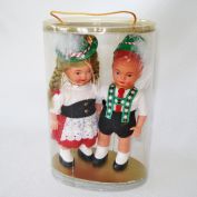 Pair 1960s German Costume Dolls in Original Mylar Case