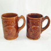 2 Gesundheit 1930s Yellow Ware Beer Mugs Steins