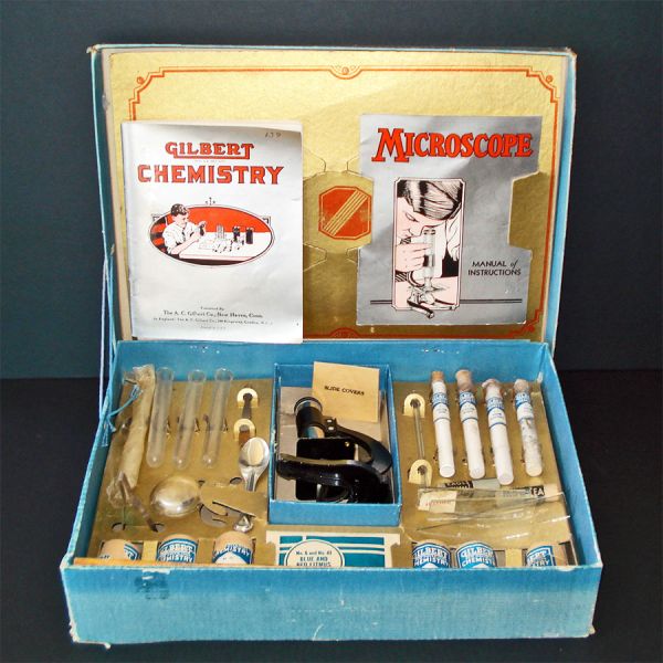 Gilbert 1936 Micro Chemistry Set With Microscope