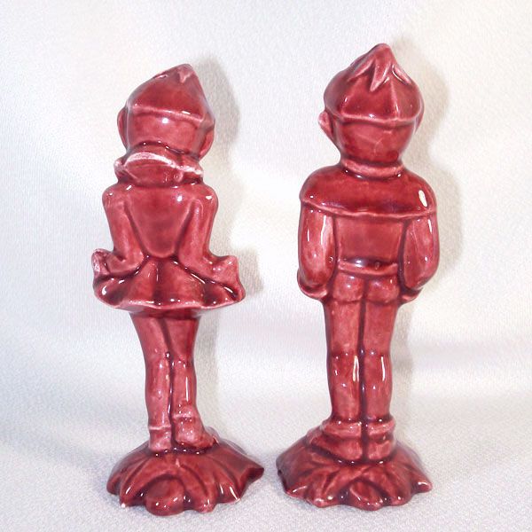 Gilner Pixies Maroon Pottery Salt Pepper Shakers #2