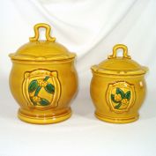 Ceramic Goldenrod Flower 1970s Kitchen Canisters Tea Coffee