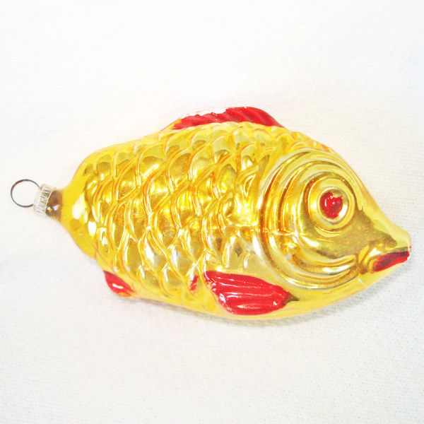 Gold Fish West Germany Glass Christmas Ornament