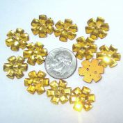 12 Gold Czech Glass Flower Buttons or Sew-On Jewels Clearance