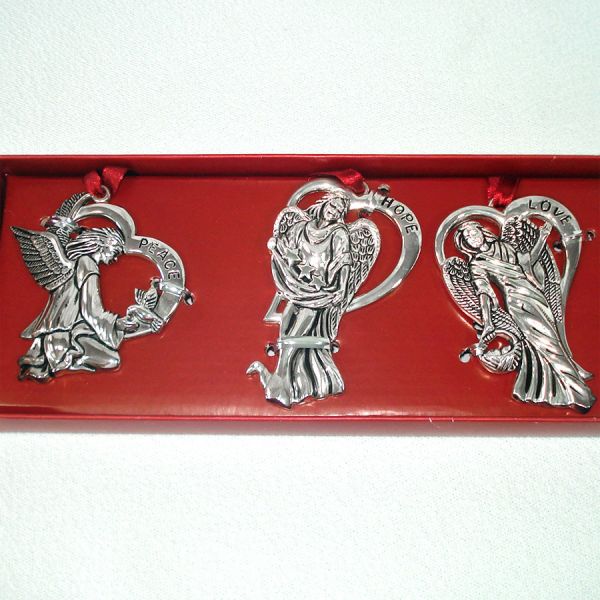 Box 3 Gorham Silverplate Angel Christmas Ornaments #2