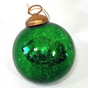 Green Crackle Glass Kugel Christmas Ornament Clearance