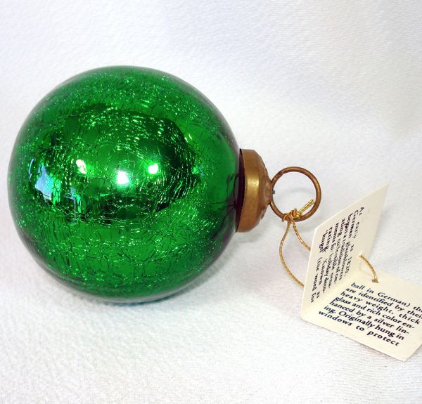 Green Crackle Glass Kugel Christmas Ornament Clearance #3