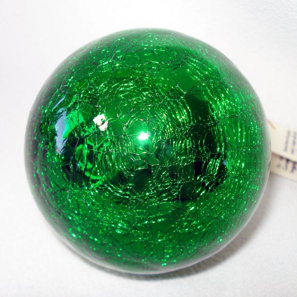 Green Crackle Glass Kugel Christmas Ornament Clearance #4