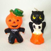 Gurley Halloween Owl, Pumpkin Man Figural Candles