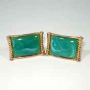 Marbled Green Movie Screen Mid Century Cufflinks