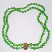 Green AB Cut Crystal Two Strand Necklace Clearance
