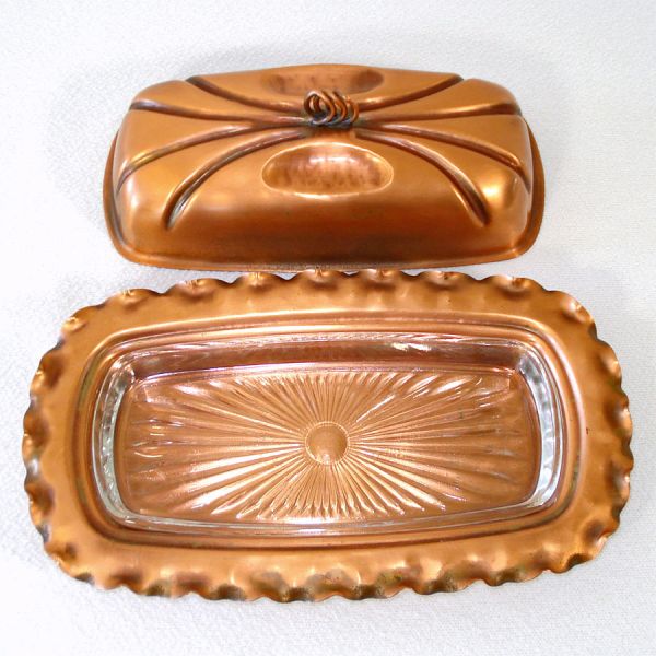 Gregorian Copper Butter Dish With Glass Insert #2