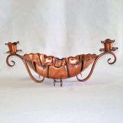 Gregorian Copper Console Bowl With Candle Holders