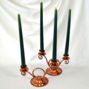 Pair Gregorian Copper Double Candlesticks, Bonus Triple Holder