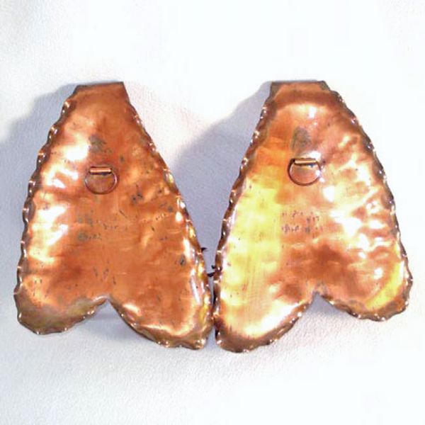 Pair Gregorian Copper Leaf Double Candle Sconces #4