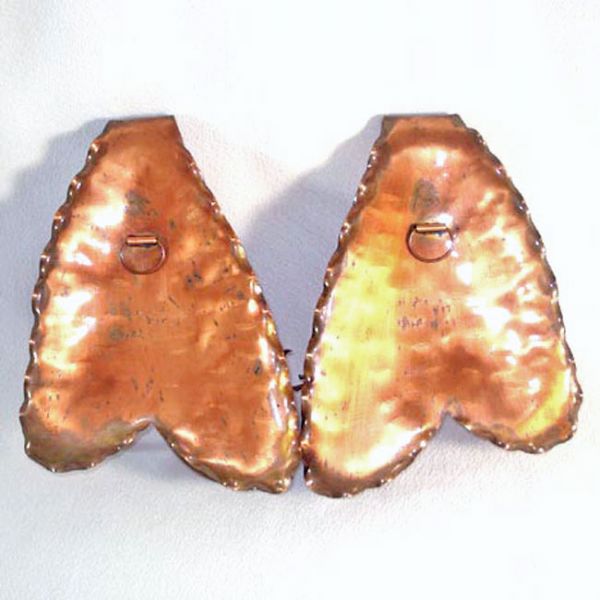 Pair Gregorian Copper Leaf Double Candle Sconces Clearance #4