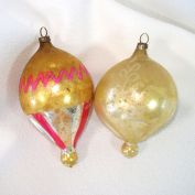 Antique German Blown Glass Parachute Christmas Ornaments