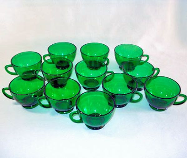 Anchor Hocking Forest Green Punch Cups #2