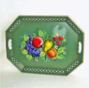 Nashco Tole Tray Green With Fruit