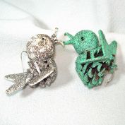 2 Mica Glittered Pinecone Bird Christmas Ornaments Clearance