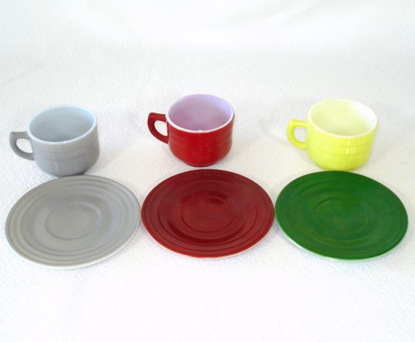 Hazel Atlas 1950s Glass Little Hostess Toy Cups, Saucers #2