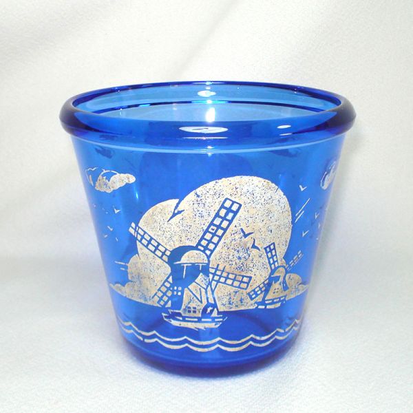 Hazel Atlas Ritz Blue Windmill Glass Ice Pail Tub Clearance #2