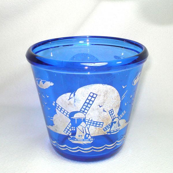 Hazel Atlas Ritz Blue Windmill Glass Ice Pail Tub