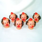 Six Clown Doll Heads With Hair for Crafts, Soft Sculpture