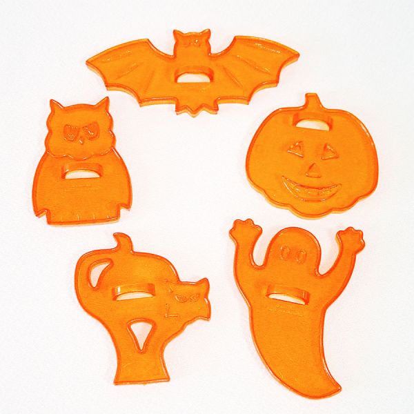 10 Halloween Cookie Cutters Transparent Orange Plastic #2