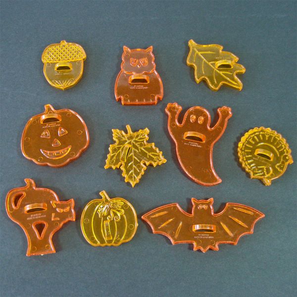 10 Halloween Cookie Cutters Transparent Orange Plastic #4