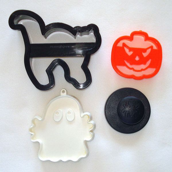 10 Halloween Cookie Cutters Transparent Orange Plastic #5