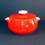 Hall 1940s Chinese Red Pert Covered Casserole