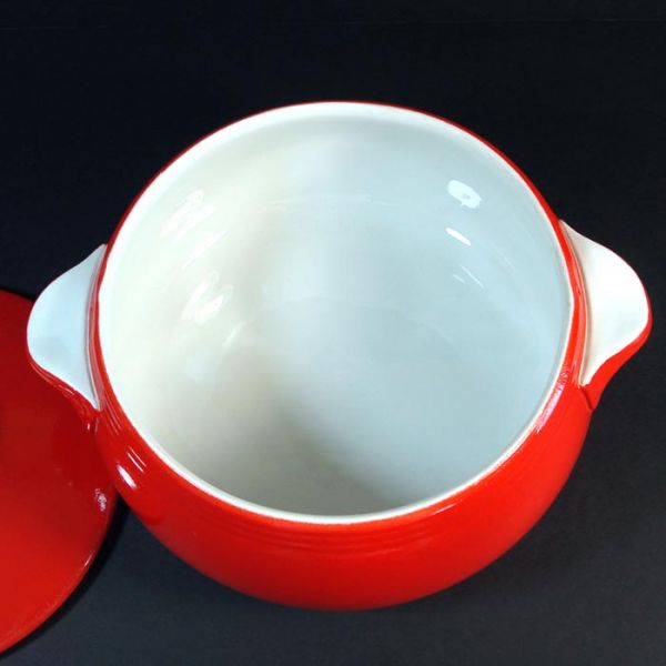 Hall 1940s Chinese Red Pert Covered Casserole Clearance #3