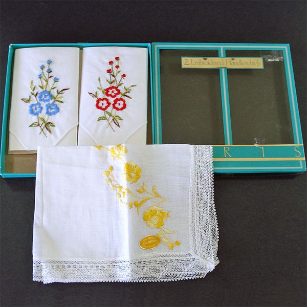 Vintage Ladies Hankies 3 Boxed Sets #2