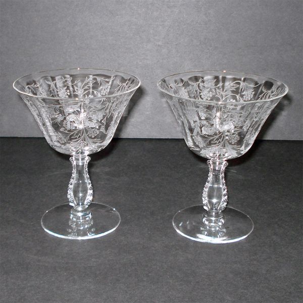 Fostoria Heather Crystal Sherbet Goblets Pair