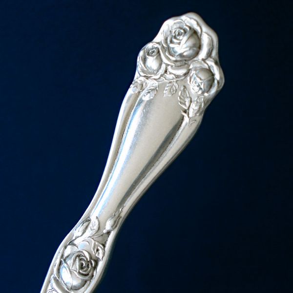 American Beauty Antique Silverplate Cold Meat Fork Roses Clearance #3