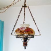 Hanging Hurricane Style Hanging Lamp Painted Roses Shade