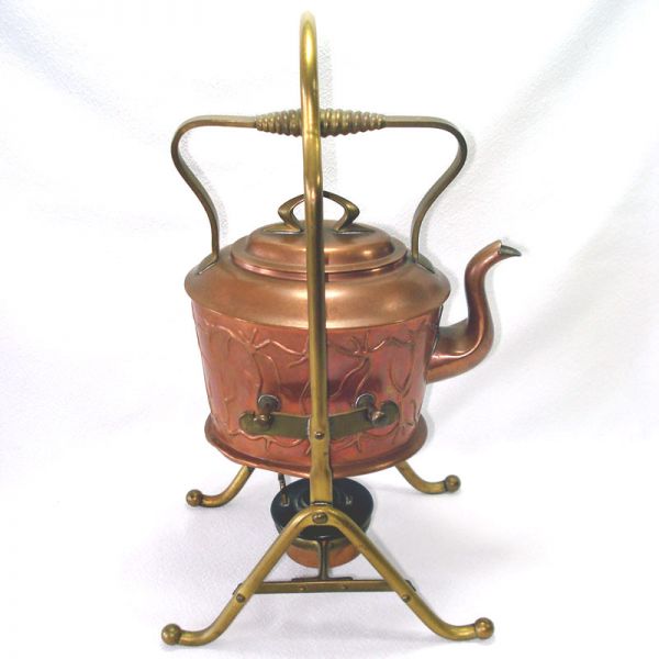 Antique German Jugendstil Copper Spirit Kettle #2