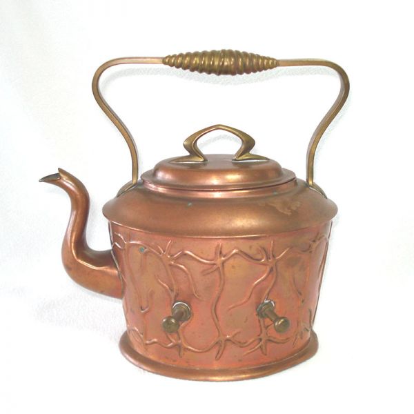 Antique German Jugendstil Copper Spirit Kettle #4