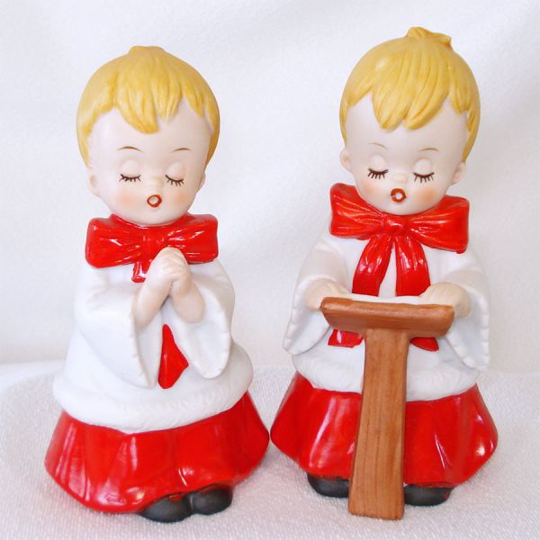 Homco Porcelain Bisque Choir Boys Figurines