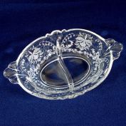 Heisey Orchid Divided Oval Dressing Bowl
