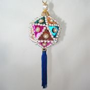 Colorful Beaded Harlequin Polygon Christmas Ornament