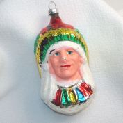 1950s West Germany Indian Chief Glass Christmas Ornament