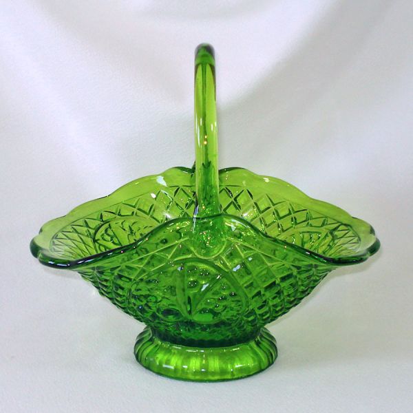 Indiana Canterbury Green Glass Centerpiece Basket #2