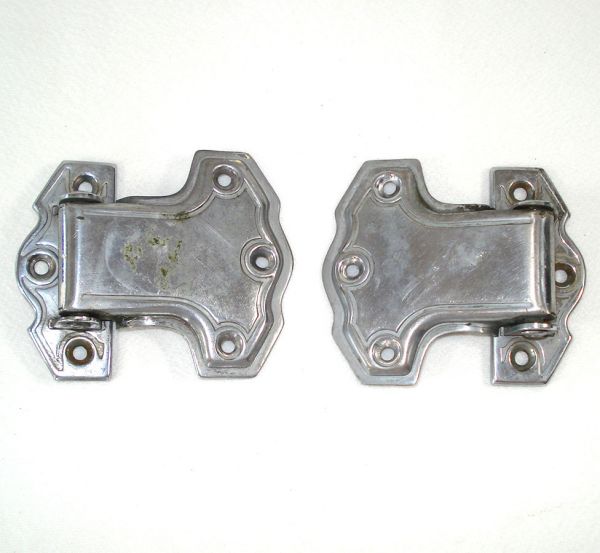 Antique Nickel Plated Icebox Door Latch Hinges Hardware #3